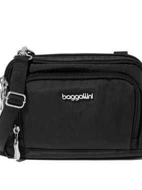 Baggallini Black Trifecta RFID Multi-Zip Travel Belt Bag Never Used Great Cond